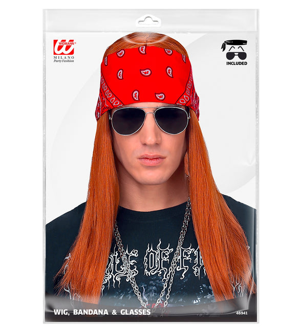 Widmann SRL Rockster pruik met Bandana en bril