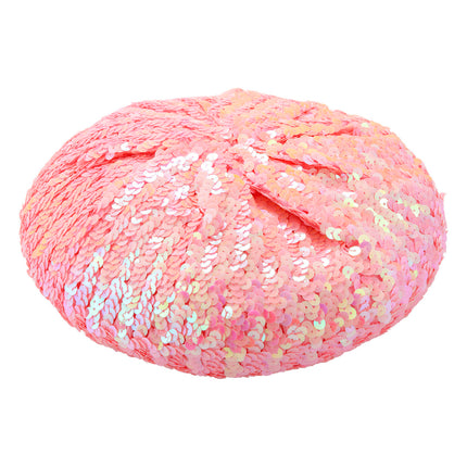Widmann SRL Roze baret pailletten glitter muts