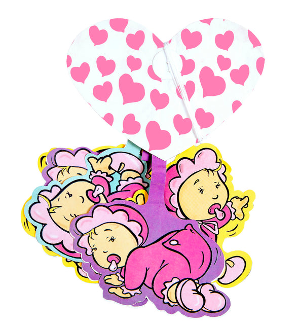 Widmann SRL Roze hartjes slingers voor geboorte