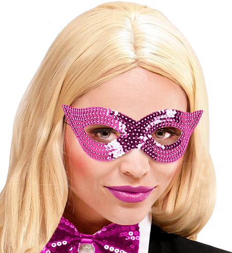 Widmann SRL Roze oogmasker pailletten