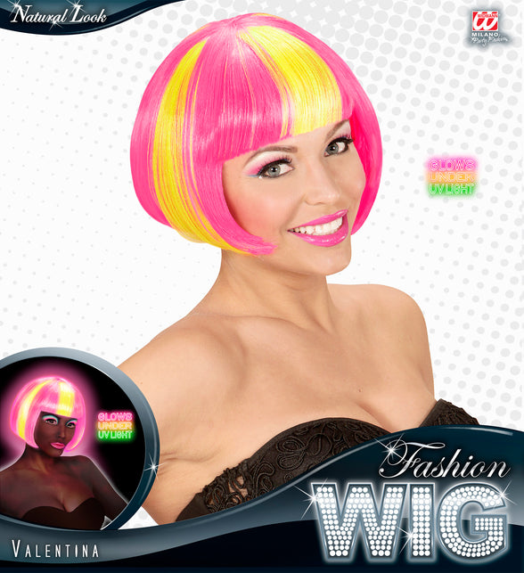 Widmann SRL Roze/gele neon pruik, Valentina
