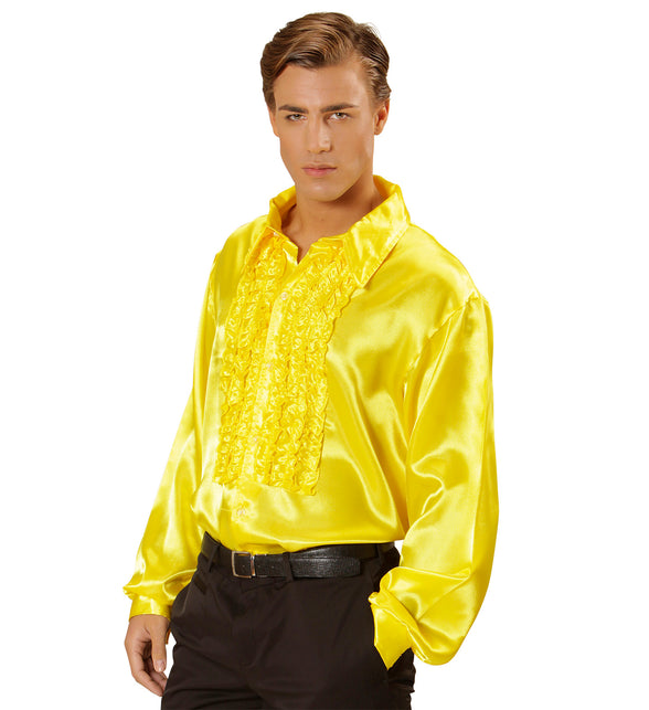 Widmann SRL Ruche blouse satijn geel