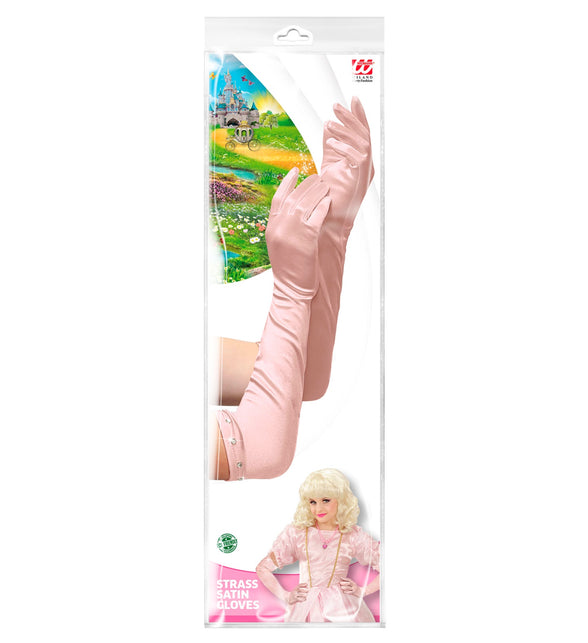 Widmann SRL Satijnen handschoenen roze kind