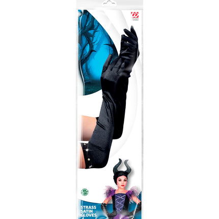 Widmann SRL Satijnen handschoenen zwart kind
