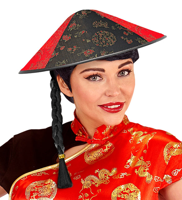 Widmann SRL Satijnen hoed Chinese man met staartjes