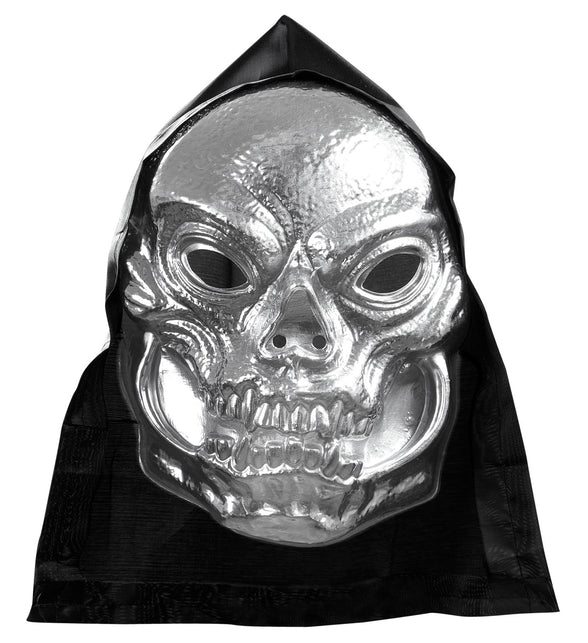 Widmann SRL Schedel masker zilver metallic met capuchon