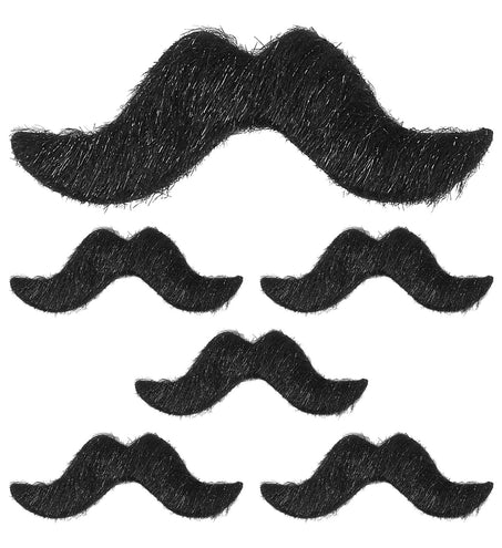 Widmann SRL Set van 6 plak snorren zwart