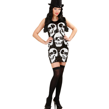 Widmann SRL Sexy skelet jurk met schedels