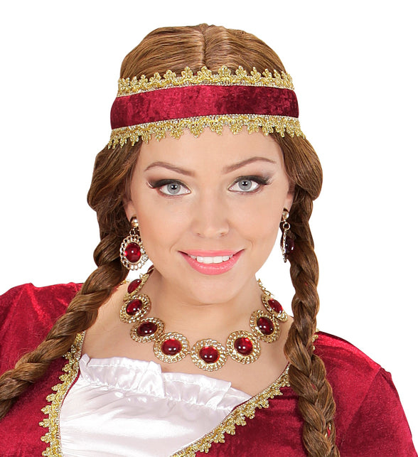 Widmann SRL Sieraden set middeleeuwse koningin rood