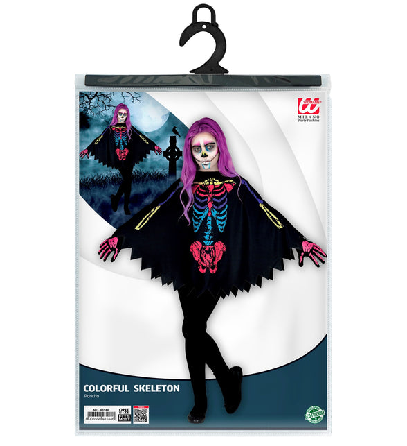 Widmann SRL Skelet poncho meerkleurig kinderen