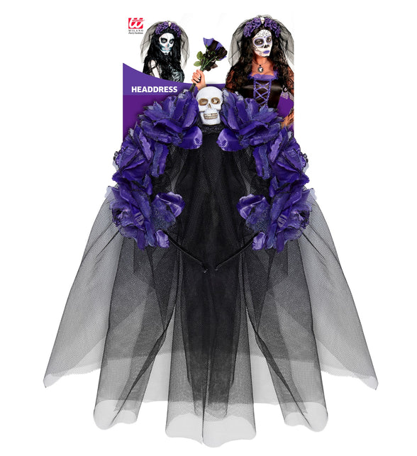 Widmann SRL Sluier met paarse rozen voor Halloween