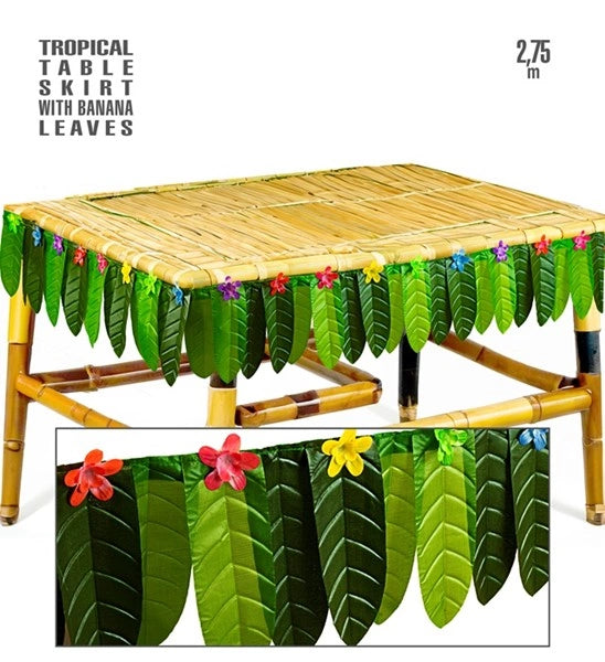Widmann SRL Tafelrandversiering tropical met bananenblad 275cm