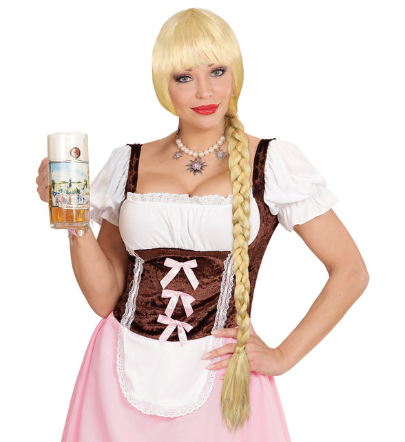 Widmann SRL Tiroler pruik met lange vlecht blond