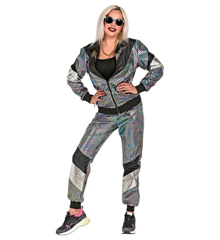 Widmann SRL Trainingspak disco jaren 80 zilver reflecterend