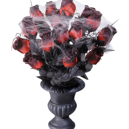 Widmann SRL Vaas met 15 rode rozen en spinnenweb