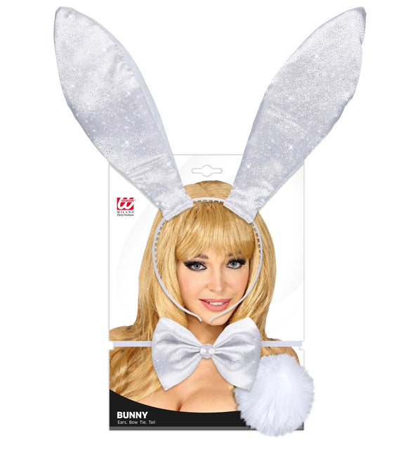 Widmann SRL Verkleedset bunny wit glitters