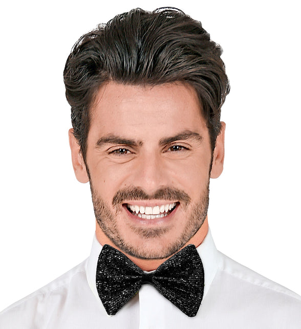 Widmann SRL Vlinderdas glitter Sheldon zwart