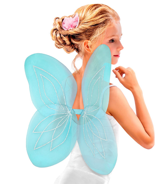 Widmann SRL Vlindervleugels glitter blauw kinderen
