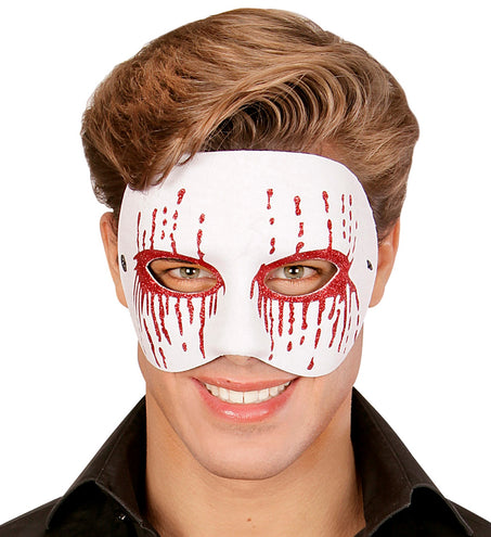 Widmann SRL Wit psychomasker met bloedende ogen