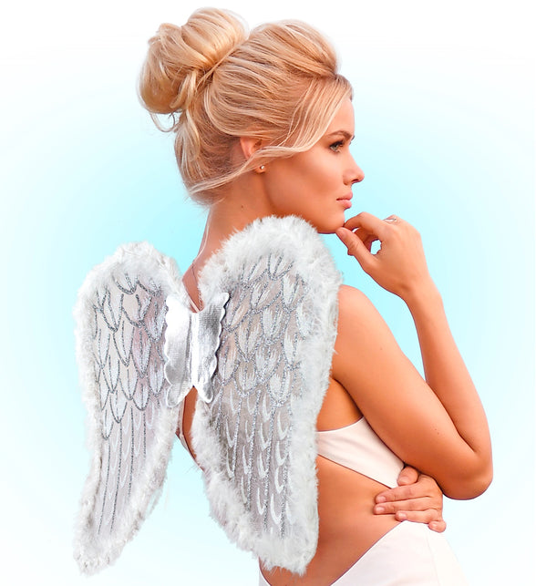 Widmann SRL Witte engel vleugels met marabou