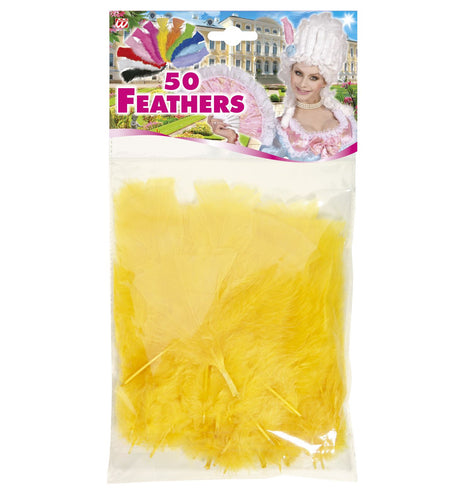 Widmann SRL zakje met 50 veertjes geel