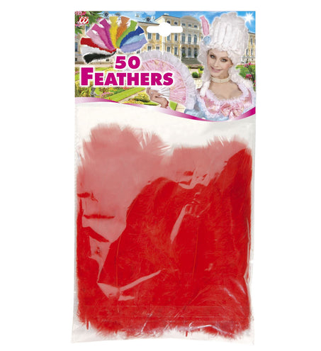 Widmann SRL zakje met 50 veertjes rood