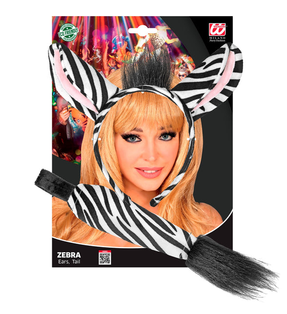 Widmann SRL Zebra diadeem met staart