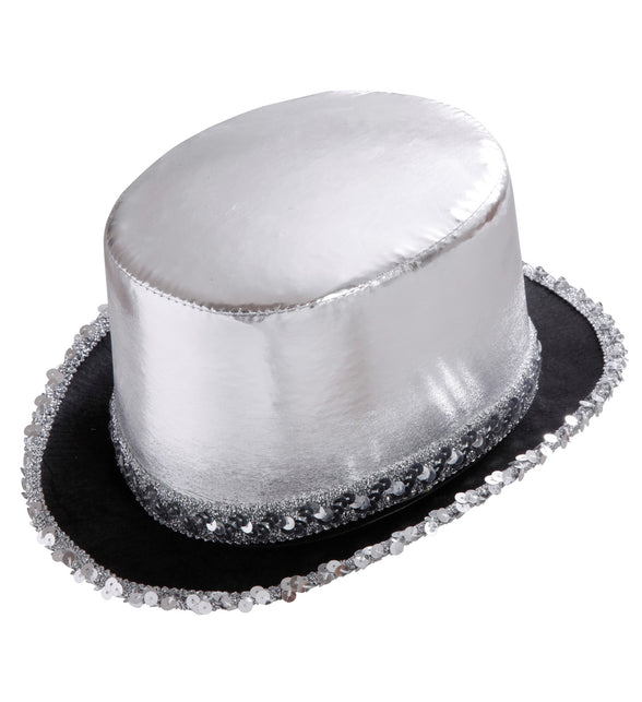 Widmann SRL Zilveren hoge hoed met pailletten beslag