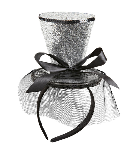 Widmann SRL Zilveren Mini Hoge Hoed Met Sluier