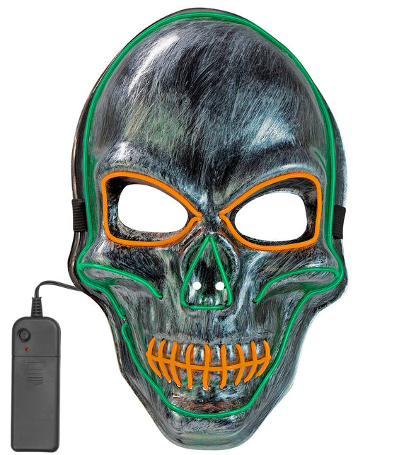 Widmann SRL Zilveren schedel masker met gekleurd ledlicht