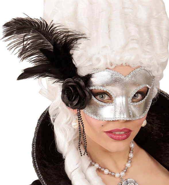 Widmann SRL Zilveren Venetiaans oogmasker voor carnaval en party