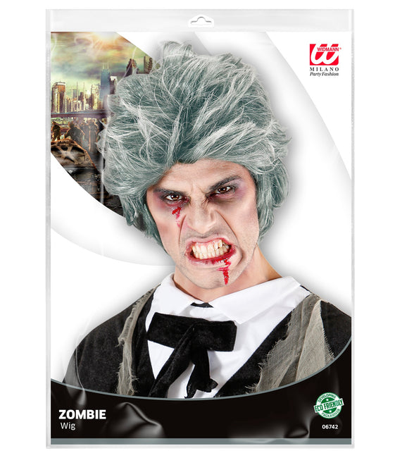 Widmann SRL Zombie Dracula pruik grijze haren