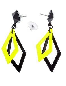 Widmann SRL Zwart met neon gele hippie oorbellen