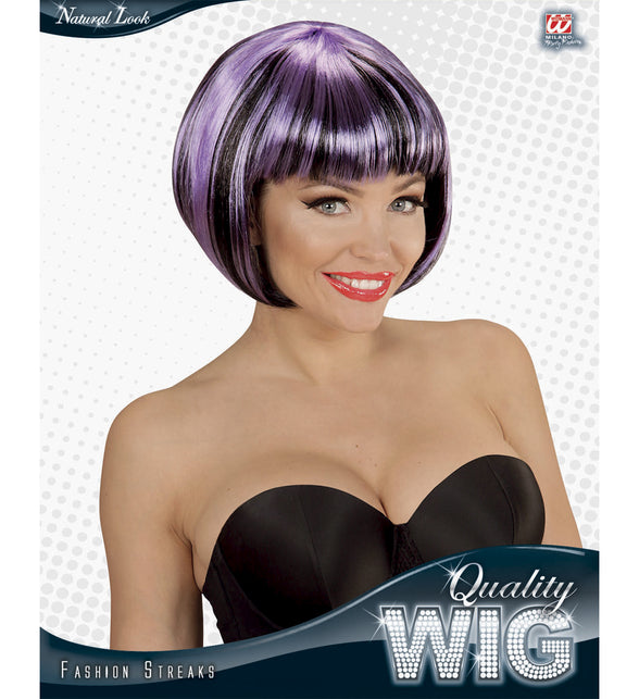 Widmann SRL Zwart paarse boblijn pruiken