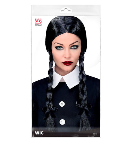 Widmann SRL Zwarte Diva pruik met vlechten voor dames