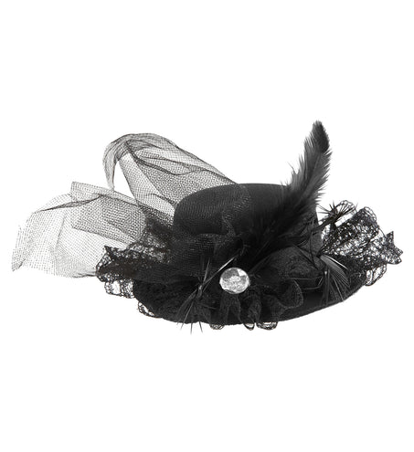 Widmann SRL Zwarte mini hoed met diamant