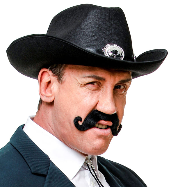 Widmann SRL Zwarte plak snor met krul