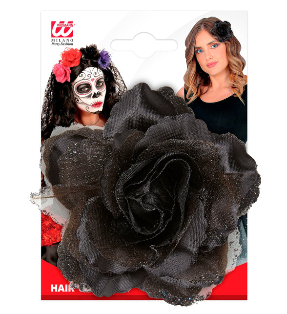 Widmann SRL Zwarte roos haarclip