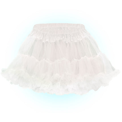 Witte tutu voor dames detail: geplooide elastische tailleband en gerimpelde tule