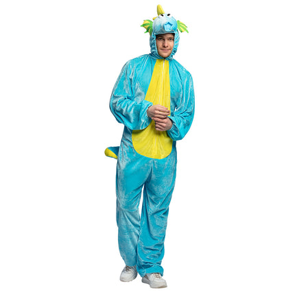 Zeepaardje kostuum heren met capuchon op, staart aan de heup, voor carnaval