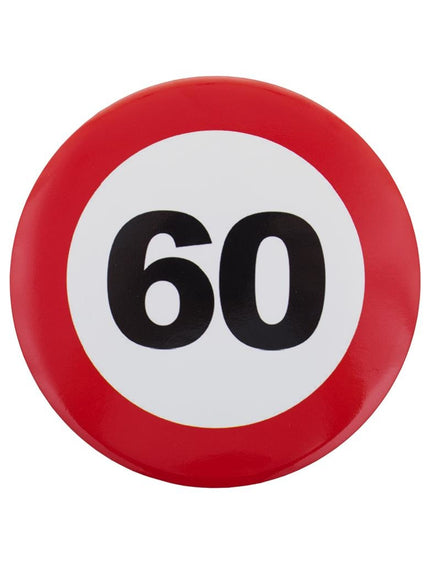 e-carnavalskleding-SYK 60e verjaardag button als verkeersbord