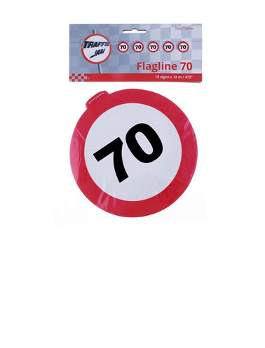 e-carnavalskleding-SYK 70 jaar slinger met verkeersbord 12mtr.