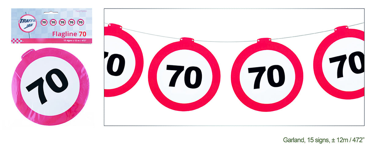 e-carnavalskleding-SYK 70 jaar slinger met verkeersbord 12mtr.
