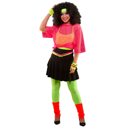 e-carnavalskleding-SYK 80's Neon roze disco rok