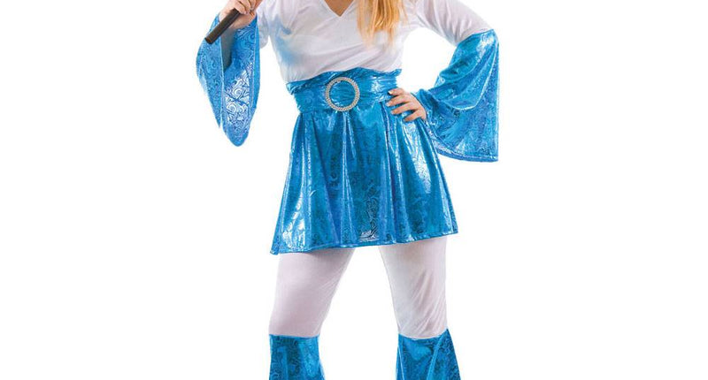 e-carnavalskleding-SYK Abba pakje Mama Mia  blauw wit