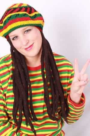 e-carnavalskleding-SYK Baret Bob Marley met rasta haar