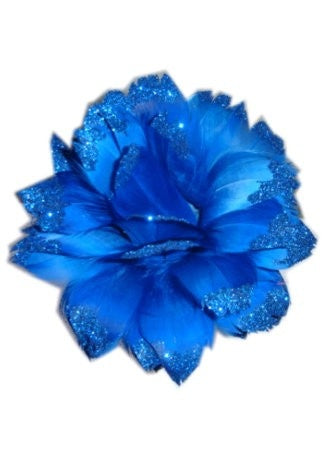 e-carnavalskleding-SYK Blauwe bloem decoratie glitters