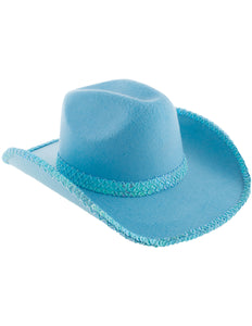 e-carnavalskleding-SYK Blauwe cowgirl hoed Saar