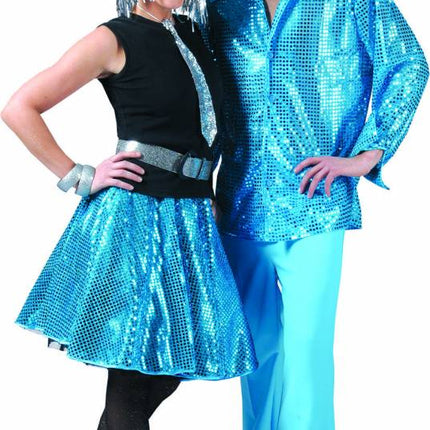 e-carnavalskleding-SYK Blauwe glitter overhemd heren