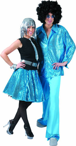 e-carnavalskleding-SYK Blauwe glitter overhemd heren
